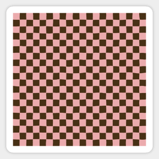 Wonky Checkerboard, Pink and Brown Sticker